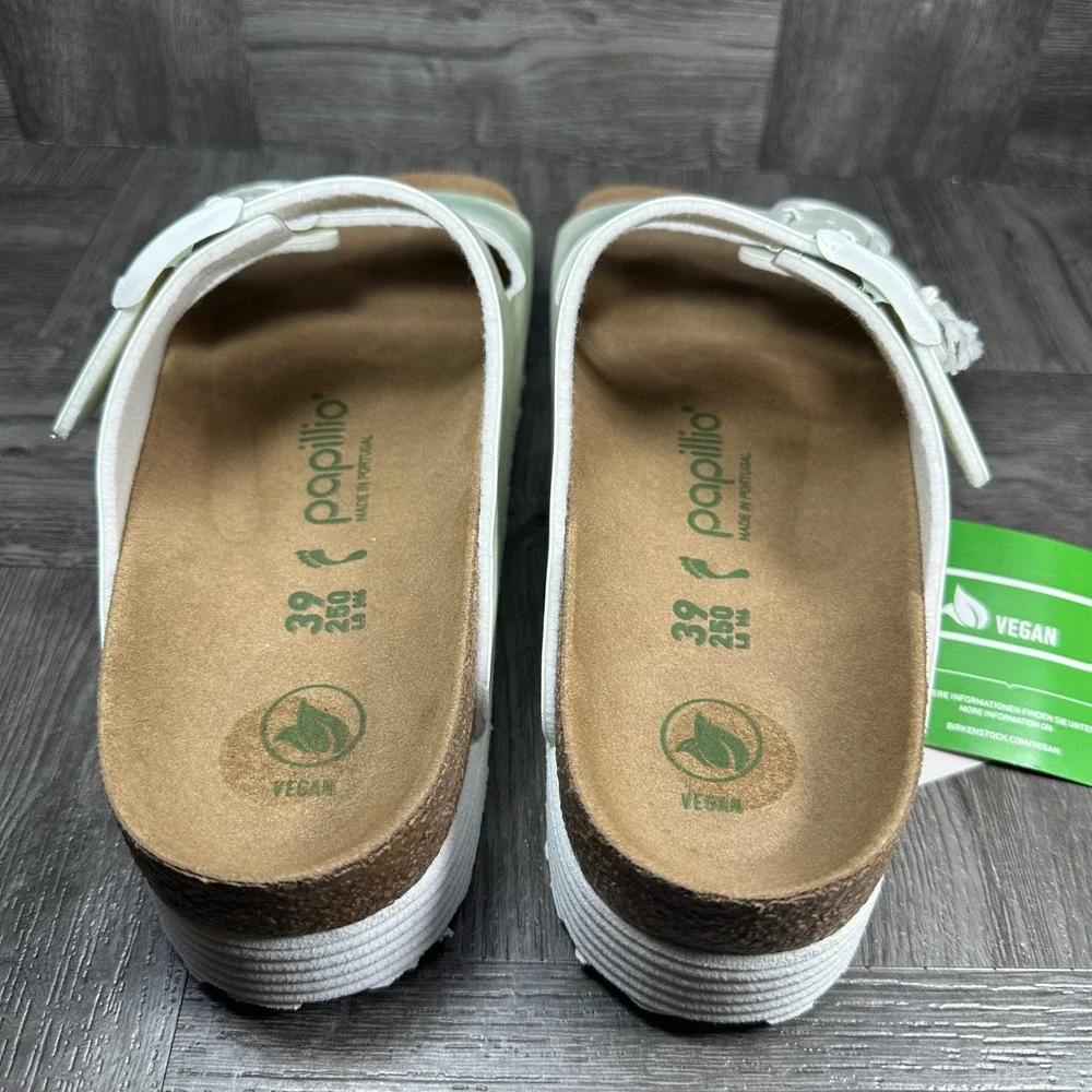 Papillio Arizona Platform Sandals Womens 8 Green Watercolor Vegan NEW